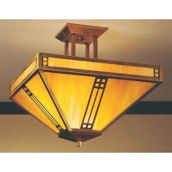 Arroyo Craftsman Pasadena 4 - Light Unique Bowl Semi Flush Mount Glass, Crystal in Gray/Yellow, Size 10.88 H x 11.0 W x 11.0 D in | Wayfair found on Bargain Bro Philippines from Wayfair for $638.69