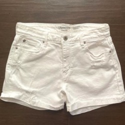 Levi's Jeans | Levis Denizen High-Rise Stretch White Shorts | Color: Silver/White | Size: 27 found on Bargain Bro Philippines from poshmark, inc. for $35.00