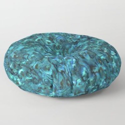 Floor Pillow | Abalone Shell | Paua Shell | Sea Shells | Patterns In Nature | Cyan Blue Tint | by Eclectic At Heart - ROUND - 30" x 30" - Society6