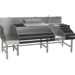 Eagle Group CCS-72 Spec-Bar 72" Stainless Steel Combination Cocktail Station with 12" Liquor Display and Recessed Workboard