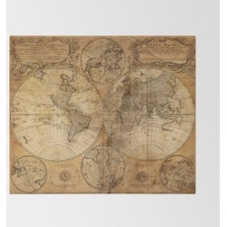World Map 1746 Bed Throw Blanket by Map Shop - 51" x 60" Blanket