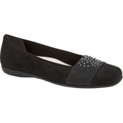 Women's Samantha Flats by Trotters® in Black Microfiber (Size 10 1/2 M) found on Bargain Bro Philippines from Woman Within for $89.99