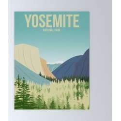 Mini Art Print | Yosemite National Park - Travel Poster - Minimalist Art Print by Harknettprints - Without Stand - 3" x 4" - Society6