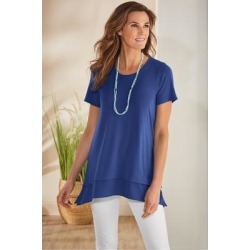Women Willa Short Sleeve T-Shirt by Soft Surroundings, in Windsor Blue size 1X (18-20)
