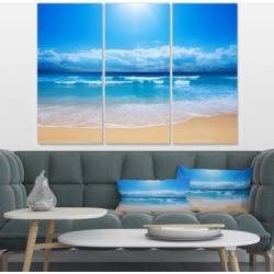 Designart 'Paradise Beach' Seascape Photography Canvas Art Print - 36x28 - 3 Panels found on Bargain Bro from Overstock for USD $75.99