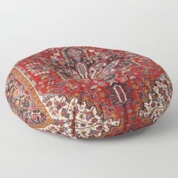 Floor Pillow | Persia Heriz 19th Century Authentic Colorful Blue Red Cream Vintage Patterns by Vintagetribalprints - ROUND - 30" x 30" - Society6