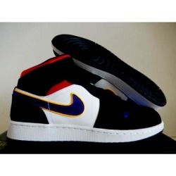 Nike Shoes | The Nike Air Jordan 1 Mid Lakers Top 3 Is A 2019 Release From The Jordan 1 | Color: Black/Red/White | Size: 5.5bb