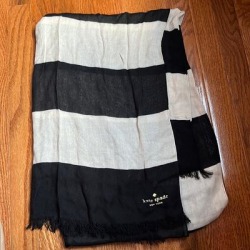 Kate Spade Accessories | Kate Spade Striped Scarf | Color: Black/Cream | Size: Os found on Bargain Bro from poshmark, inc. for USD $11.40