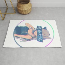 Waves - Sad Anime Japanese Aesthetic Kawaii Girl Modern Throw Rug by Poser_boy - 2' x 3'