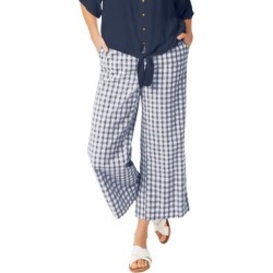 Plus Size Women's Gingham Crop Pants by ellos in Navy White Gingham (Size 18) found on Bargain Bro Philippines from Ellos for $41.93