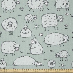 East Urban Home Ambesonne Cartoon Fabric By The Yard, Funny Animals Flock Of Sheep Sitting & Sleeping Doodle Art in White, Size 36.0 W in | Wayfair found on Bargain Bro from Wayfair for USD $23.72