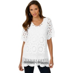Plus Size Women's French Crochet Sweater by Roaman's in White (Size 1X) found on Bargain Bro from fullbeauty for USD $37.99