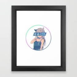 Waves - Sad Anime Japanese Aesthetic Kawaii Girl Framed Art Print by Poser_boy - Vector Black - X-Small-10x12
