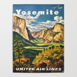 Art Poster | Yosemite National Park Vintage Travel Poster Landscape Illustration by Enshape - 18" X 24" - Society6
