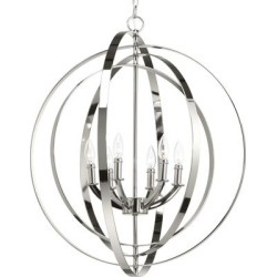 Equinox Polished Nickel 6-light Sphere Pendant with Candelabra Lamps - N/A (Antique Bronze), Gray, Progress Lighting
