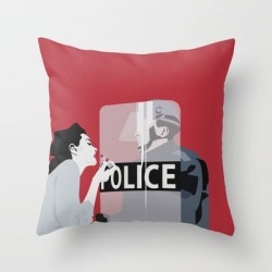 Red Woman N3 Couch Throw Pillow by Nvard Yerkanian - Cover (16" x 16") with pillow insert - Indoor Pillow