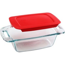 Pyrex Easy Grab 1.5 Qt. Loaf Dish w/ Plastic Cover Glass in Red, Size 3.5 H x 6.125 W in | Wayfair 1090991