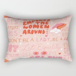 Girls Support Girls Rectangular Pillow by Doodle By Meg - Small (17" x 12")