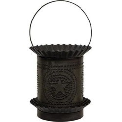 Kettle Black Jumbo Wax Melter w/Punched Stars - H- 10.00 in. W- 6.00 in. L - 6.00 in.