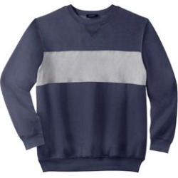 Men's Big & Tall Fleece Crewneck Sweatshirt by KingSize in Navy Colorblock (Size 6XL) found on Bargain Bro from fullbeauty for USD $47.30