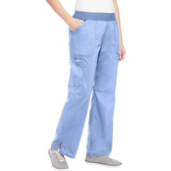 Plus Size Women's Mid-Rise Straight-Leg Pull-On Pant Scrubs by Cherokee in Sky Blue (Size 3X)