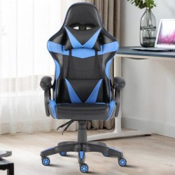 Inbox Zero PU Game Chair Faux Leather/Foam Padding in Blue, Size 51.56 H x 25.98 W x 23.96 D in | Wayfair 1E5E564C8181455399D63A5F1E13370D found on Bargain Bro from Wayfair for USD $215.83