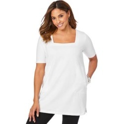 Plus Size Women's Square-Neck Tunic by Jessica London in White (Size M) found on Bargain Bro from Jessica London for USD $34.19
