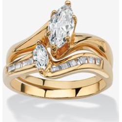 Plus Size Women's Gold-Plated Bridal Ring Set by PalmBeach Jewelry in Gold (Size 9)