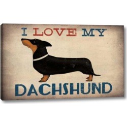 Winston Porter 'Dachshund Longboards - Love v1' by Ryan Fowler Giclee Art Print on Wrapped Canvas & Fabric, Size 14.0 H x 24.0 W x 1.5 D in Wayfair
