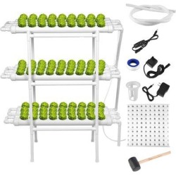 Panda Hydroponic Grow-Kit 3 Layer 108 Plant Sites 12 PVC Pipe Growing System in White, Size 43.3 H x 38.6 W x 18.9 D in | Wayfair