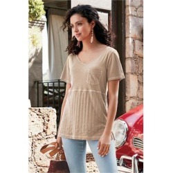 Women Cecily T-Shirt by Soft Surroundings, in Taupe size 1X (18-20)