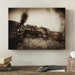 Millwood Pines Train Arrival I by David Drost - Photograph on Canvas & Fabric in Gray, Size 14.0 H x 19.0 W x 2.0 D in | Wayfair found on Bargain Bro from Wayfair for USD $44.07