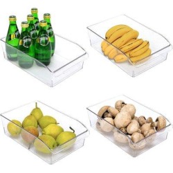 Prep & Savour Large Fridge Organizer Bins, Clear Plastic Storage Bins w/ The Easy-Grip Handle For Freezer & Pantry, Refrigerator Organizer Bins