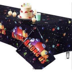goodhong Among US Tablecloth,Extra-Large 52”X90” Disposable Video US Table Cover, Ideal For Birthday Party Supplies Decoration in Black | Wayfair