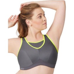 Plus Size Women's No-Bounce Camisole Sport Bra by Glamorise in Grey Yellow (Size 38 F) found on Bargain Bro from Ellos for USD $31.15