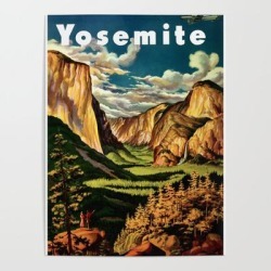 Art Poster | Yosemite National Park - Vintage Travel by Yesteryears - 18" X 24" - Society6