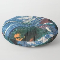 Mini World Environmental Blues 2 Floor Pillow by Anoellejay - ROUND - 30" x 30"