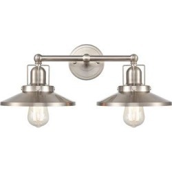 Longshore Tides English Pub 2 Light Vanity Light In Satin Nickel Metal in Gray, Size 2.0 H x 8.0 W x 8.0 D in | Wayfair