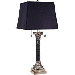 Stiffel Polished Nickel With Black Antique Table Lamp