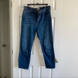 Madewell Jeans | Madewell High Rise Slim Boy Jeans, Size 28 | Color: Blue | Size: 28 found on Bargain Bro Philippines from poshmark, inc. for $48.00