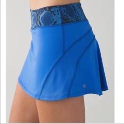 Lululemon Athletica Skirts | Lululemon Running Skirt Ziggy Snake Print Blue 4 | Color: Blue | Size: 4 found on Bargain Bro from poshmark, inc. for USD $98.04