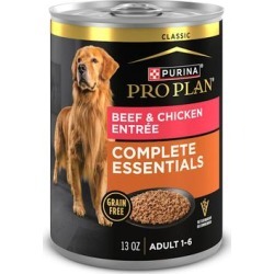 Purina Pro Plan COMPLETE ESSENTIALS Grain Free, High Protein Beef & Chicken Entree Wet Dog Food, 13 oz., Case of 12, 12 X 13 OZ