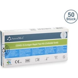 100 Stück AmonMed COVID/19 Antigen Rapid Test Kit, Schnelltest, BfArM AT1279/21, Lollitest, Gültigkeit bis 13.01.2024