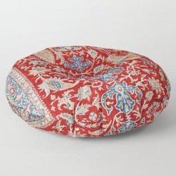 Floor Pillow | Turkey Hereke Old Century Authentic Colorful Royal Red Blue Blues Vintage Patterns by Vintagetribalprints - ROUND - 30" x 30" - Society6