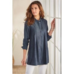 Women's Revelle Shirt by Soft Surroundings, in Dark Chambray size XS (2-4)