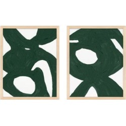 AllModern Blue Harmony Collection Green Harmony Set Of 2 By Andrea Stokes - Framed Wall Art Metal in Green/White, Size 50.0 H x 40.0 W x 1.25 D in