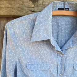 J. Crew Tops | J Crew Blue Ditzy Floral Pockets Button-Up Shirt! | Color: Blue/White | Size: S found on Bargain Bro Philippines from poshmark, inc. for $36.00