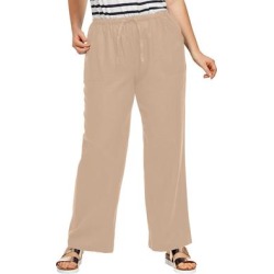 Plus Size Women's Linen Blend Drawstring Pants by ellos in New Khaki (Size 32) found on Bargain Bro Philippines from Ellos for $50.18