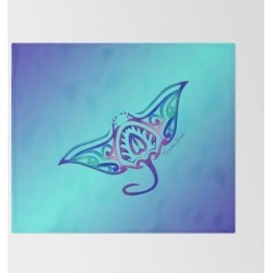 Bed Throw Blanket | Tribal Manta Ray by Artsytoocreations - 51" x 60" Blanket - Society6