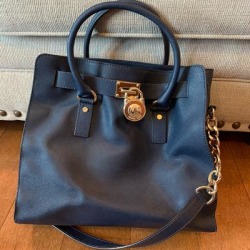 Michael Kors Bags | Navy Blue Michael Kors Handbag | Color: Blue/Gold | Size: Os found on Bargain Bro from poshmark, inc. for USD $34.20
